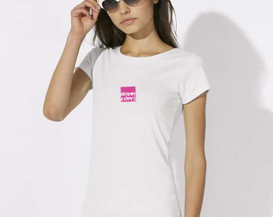 stormriderz tshirt logo pink woman white